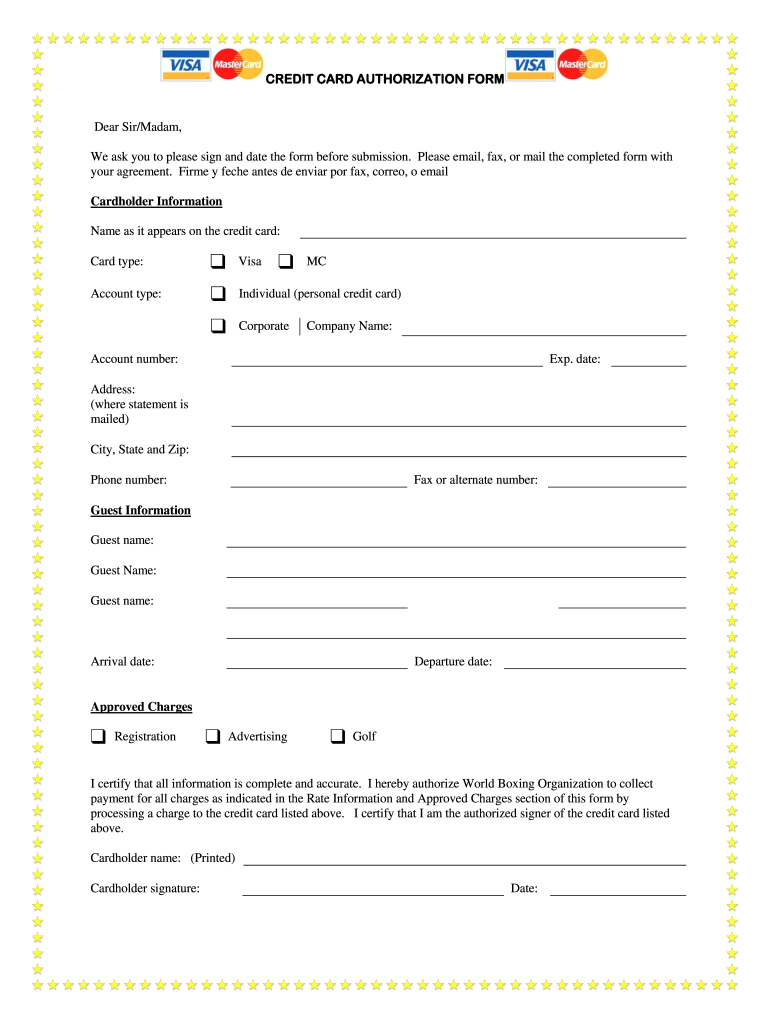 Credit Card Authorization Form Fill Online Printable Fillable