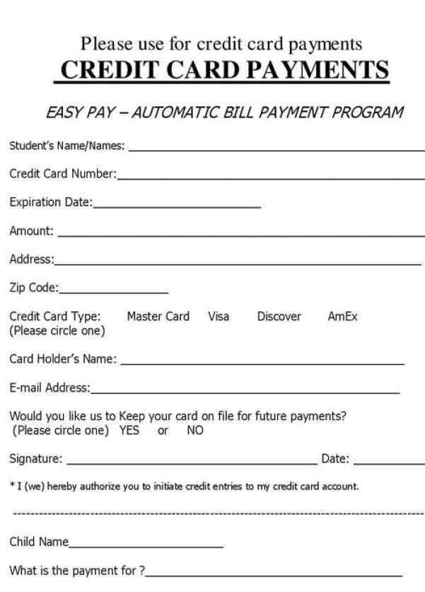 Credit Card Form Template 34561 Receipt Template Credit Card Payment