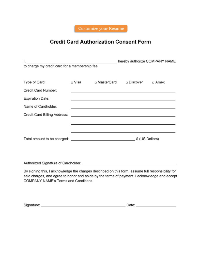 Credit Card Recurring Payment Authorization Form Template Addictionary