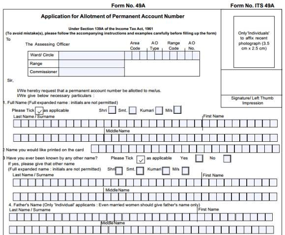 Download PAN Card Nsdl Application Form Application Form Application