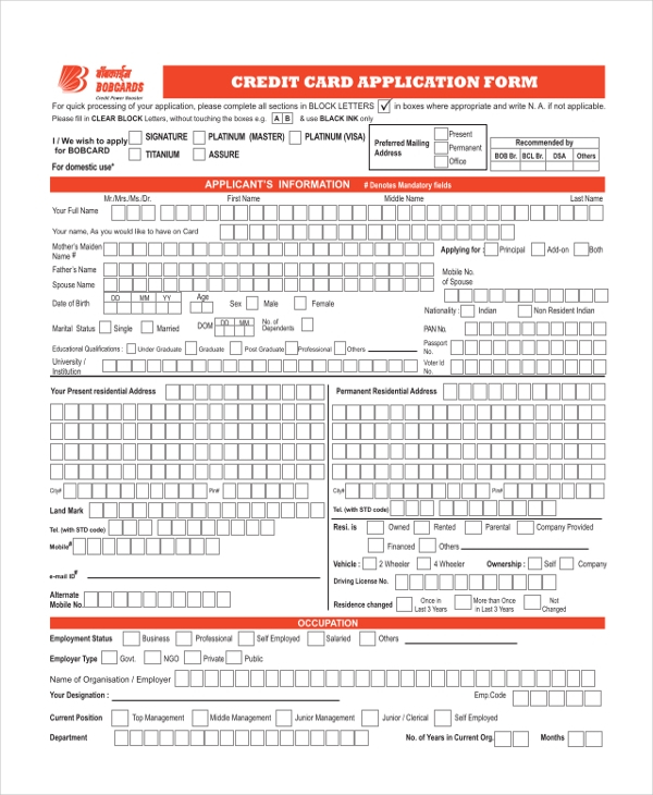 FREE 13 Sample Credit Application Forms In PDF MS Word Excel