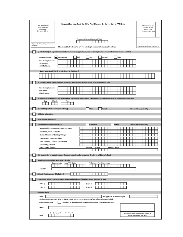Income Tax Pan Card Application Sample Form Free Download