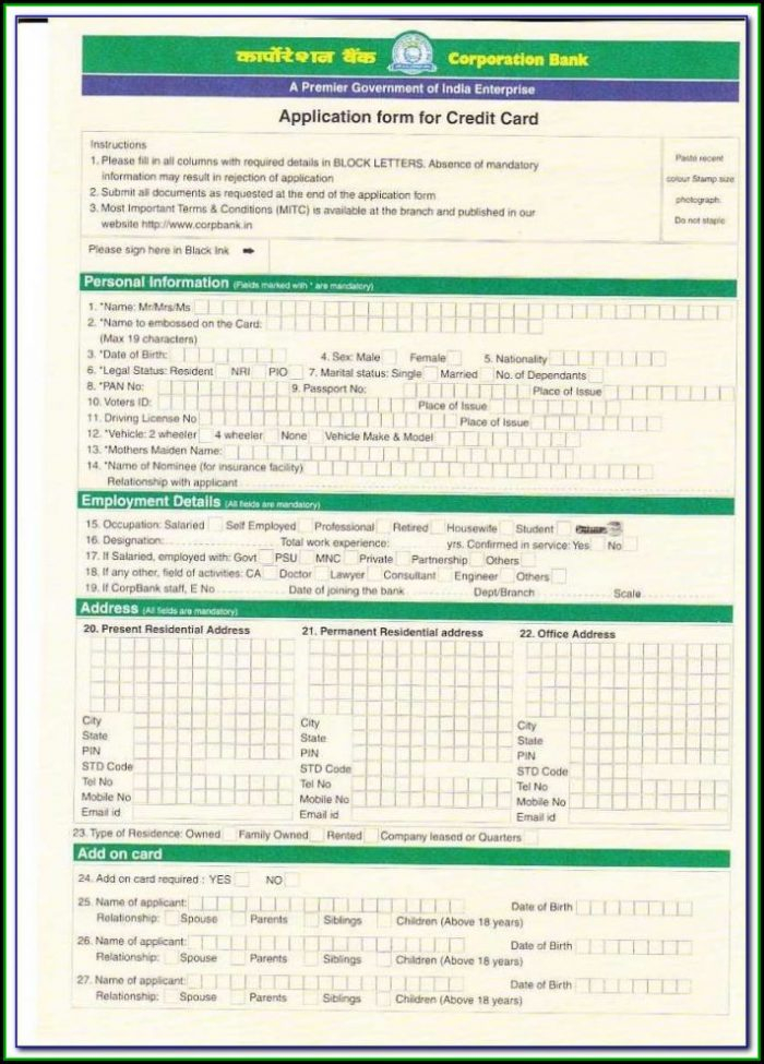 Iob Credit Card Application Form Pdf Form Resume Examples GX3GYno1xb