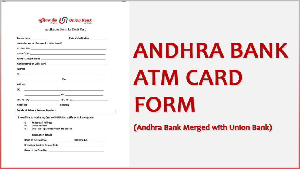  PDF Andhra Bank ATM Card Form PDF Debit Card Application Form 