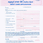 PDF Andhra Bank Debit Card Application Form PDF Download In English