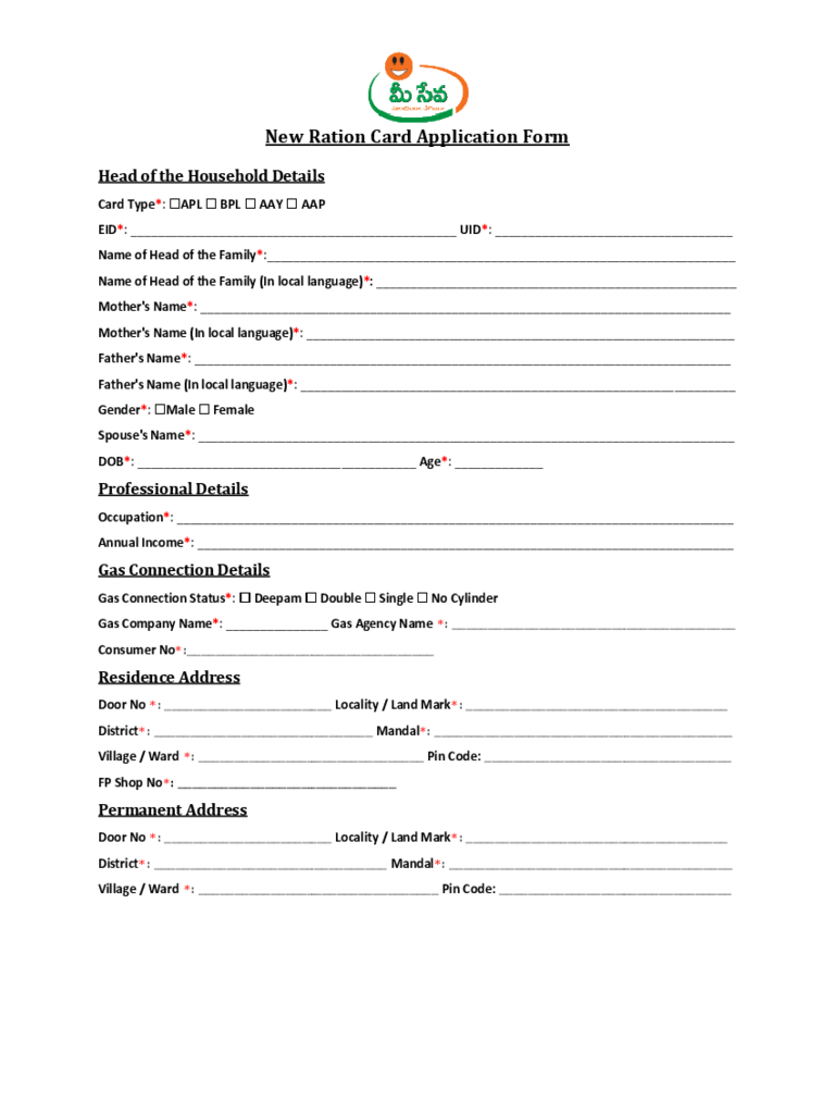 Ration Card Form 2 Free Templates In PDF Word Excel Download