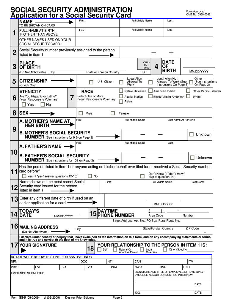 Social Security Card Replacement Form Fill Online Printable