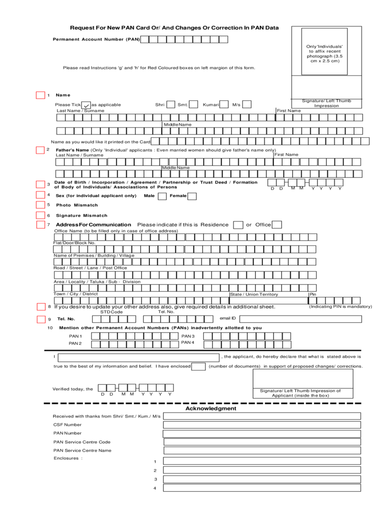 2022 Pan Card Application Forms Fillable Printable PDF Forms 