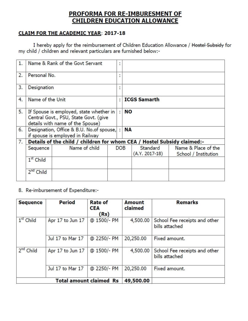 7th CPC Children Education Allowance Guidelines And Sample Of Claim 