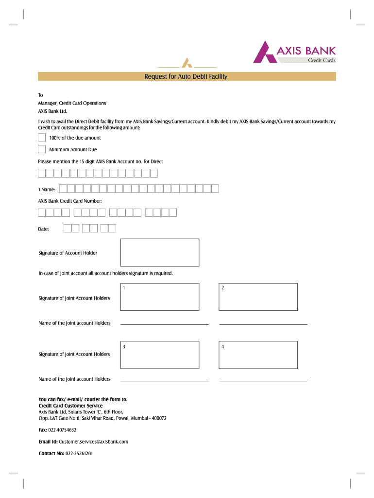 Axis Bank Credit Card Closure Form Fill Online Printable Fillable 