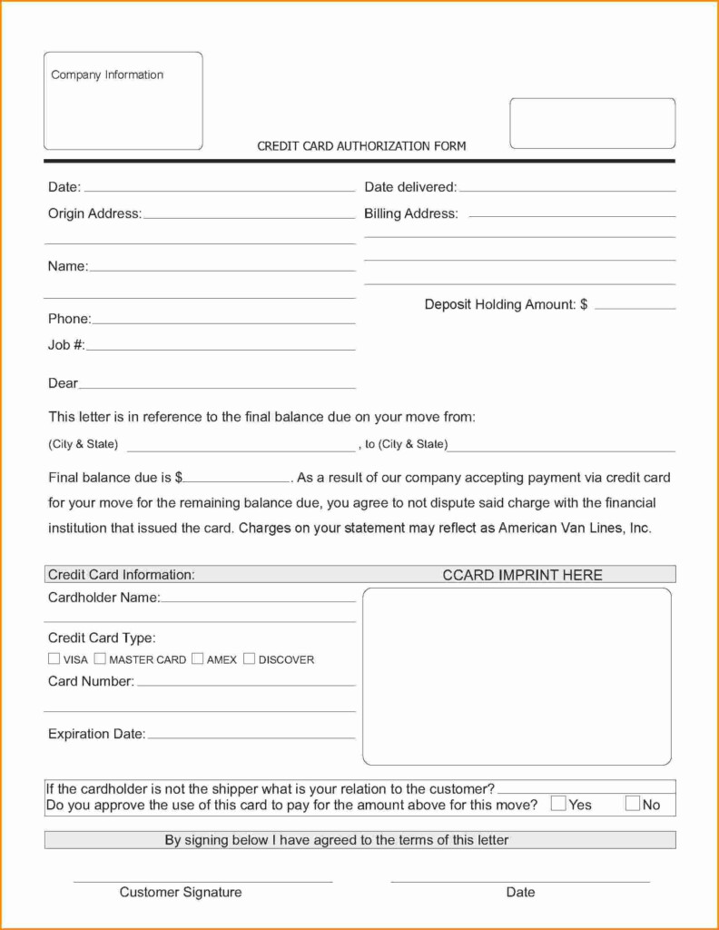 Credit Card Authorization Form Template Lovely 8 Credit Card 