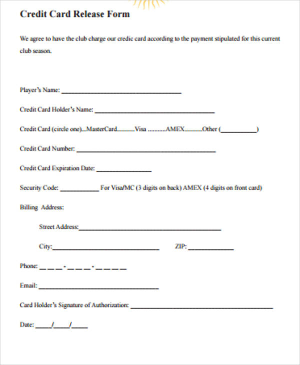 FREE 6 Sample Credit Release Forms In MS Word PDF