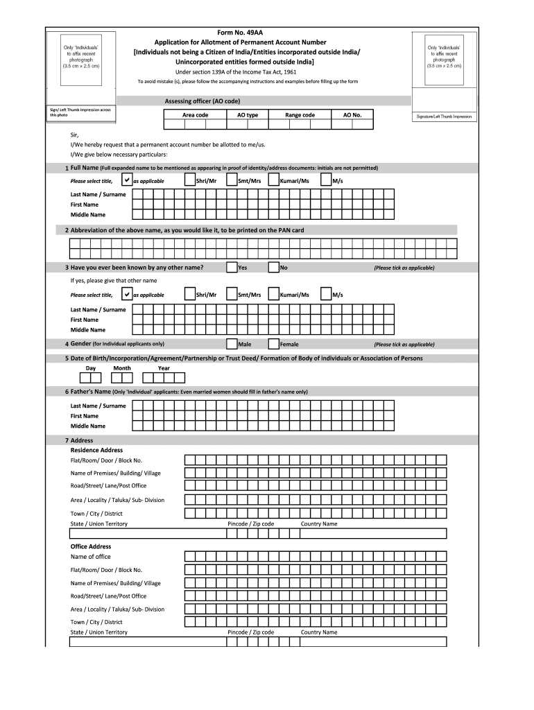 Pan Card 49aa Form Fill Out And Sign Printable PDF Template SignNow
