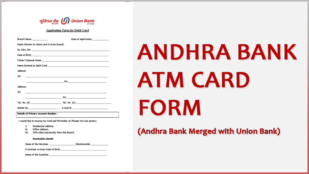 PDF Andhra Bank ATM Card Form PDF Debit Card Application Form