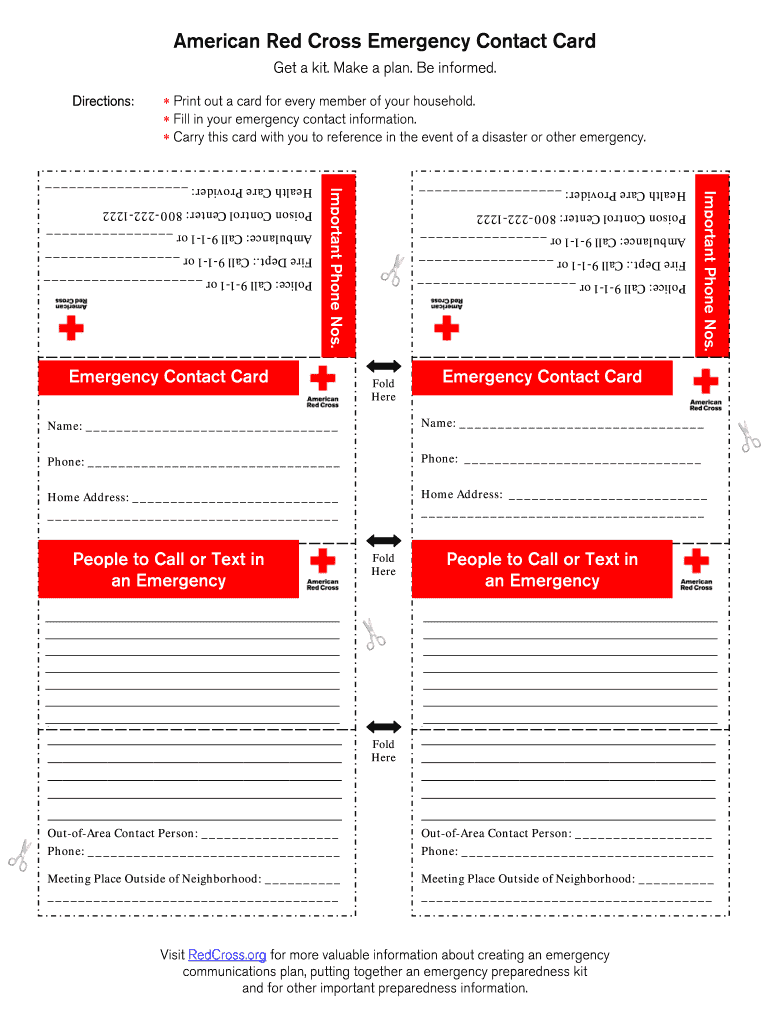 Printable Emergency Card Template Fill Online Printable Fillable 