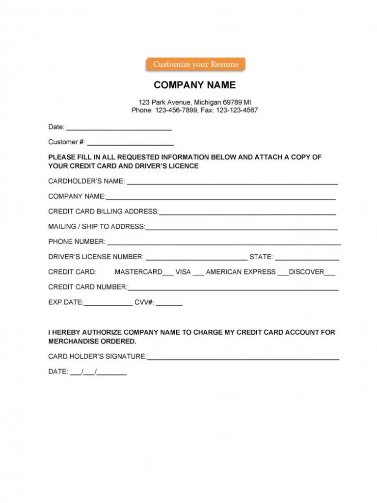 19 Credit Card Authorization Form Template Download PDF Doc