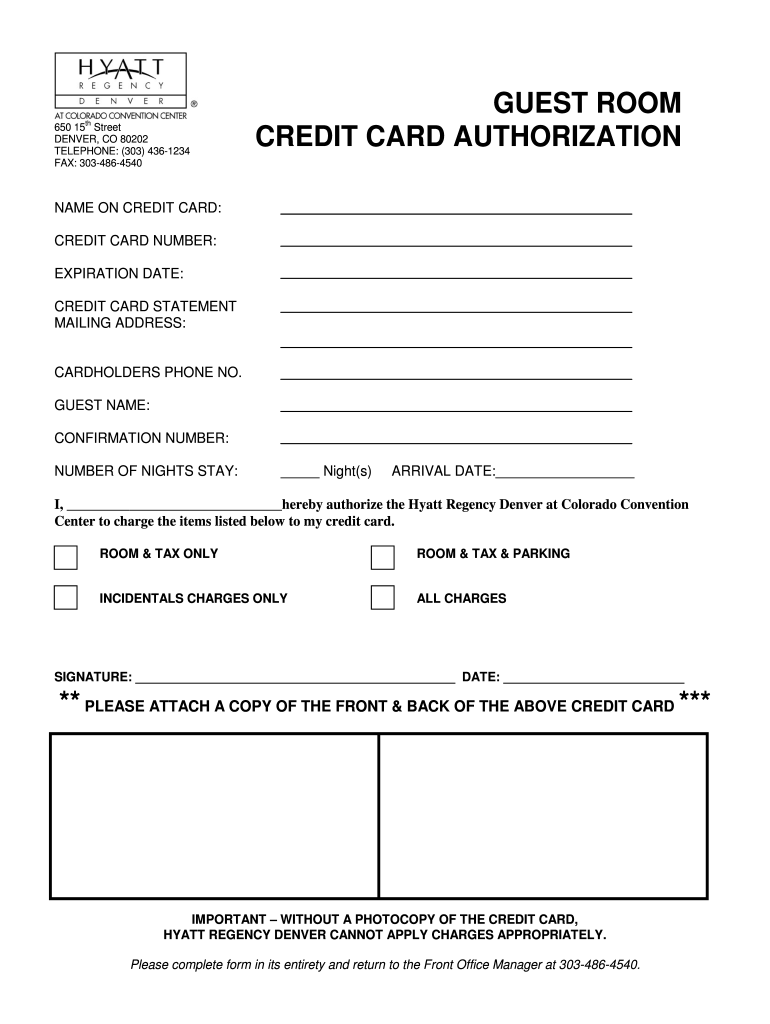 2009 Form CO Hyatt Regency Convention Center Credit Card Authorization