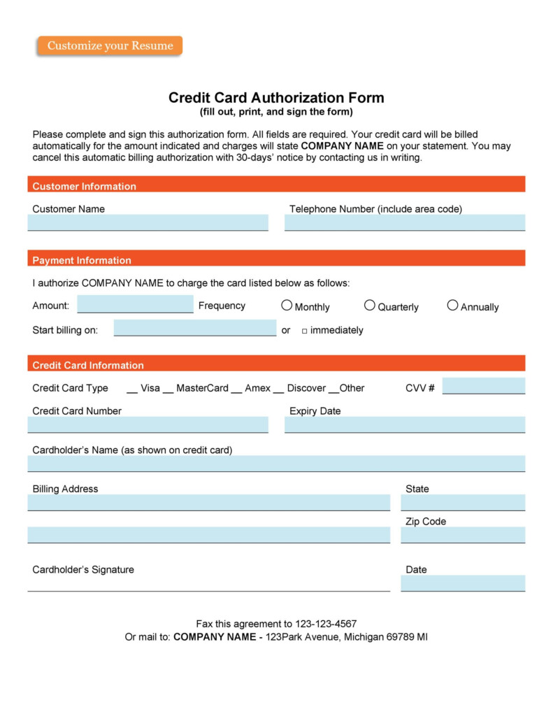43 Credit Card Authorization Forms Templates Ready to Use 