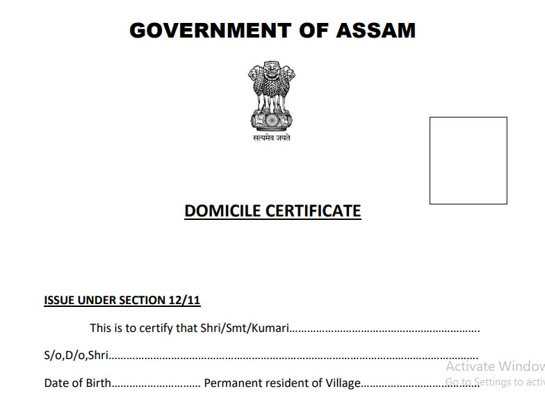 Domicile Certificate Format For Pan Card In Assam Pdf