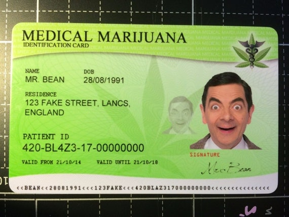 Fake ID Novelty Plastic Personalized MEDICAL MARIJUANA Card
