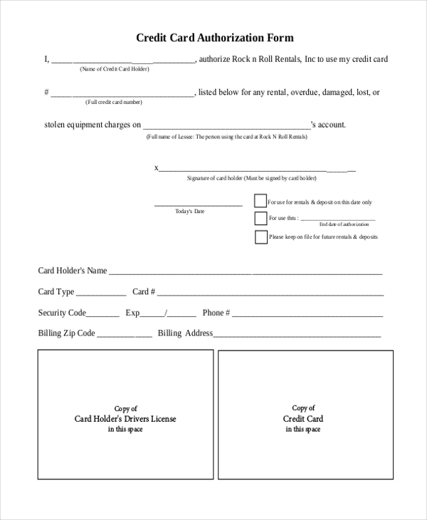 FREE 13 Sample Credit Card Authorization Forms In PDF MS Word Excel