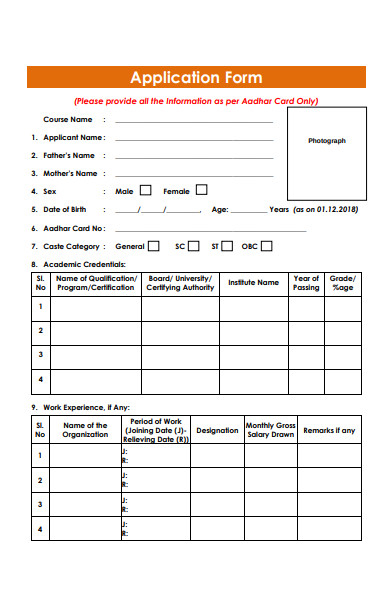 FREE 52 Application Forms In PDF MS Word Excel
