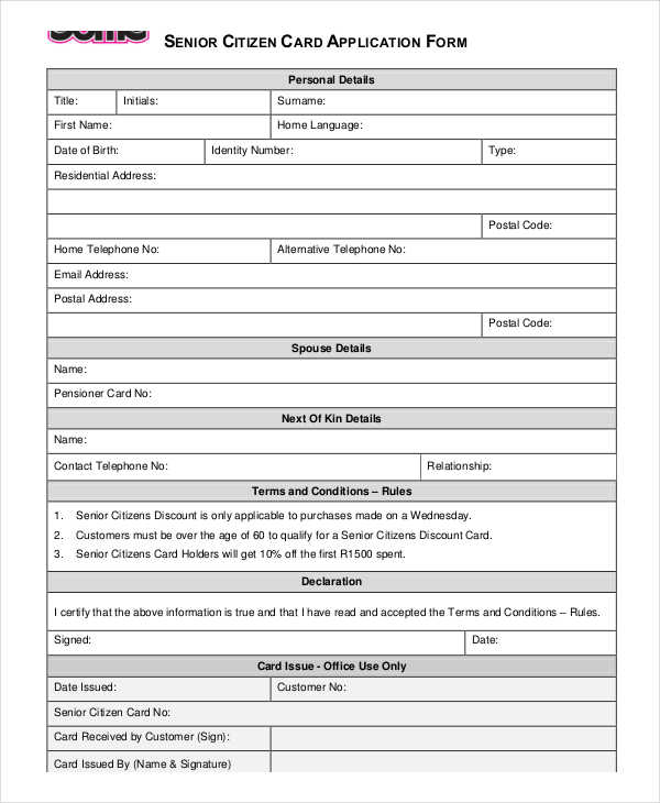 FREE 8 Citizen Application Forms Samples In PDF MS Word Excel