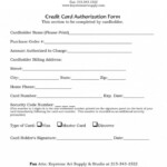 One Time Credit Card Payment Authorization Form Template Credit Card